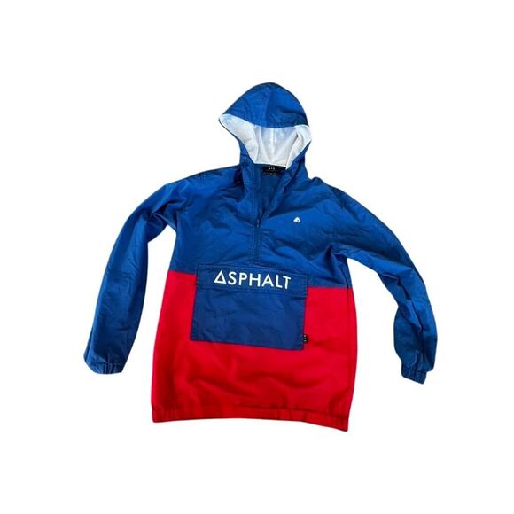 Asphalt Yaht Club AYC windbreaker size small red white blue hooded half zip jckt - Picture 3 of 9